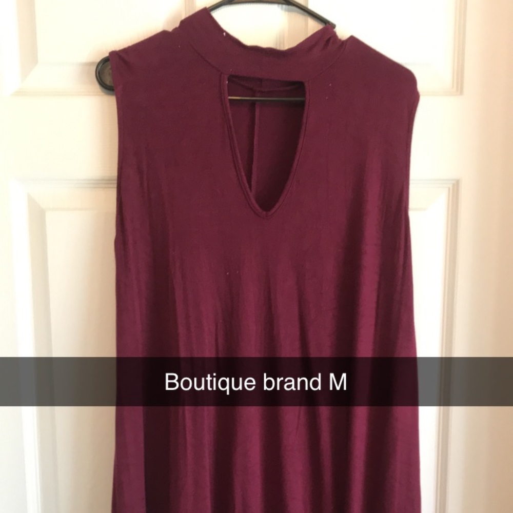Boutique Sleeveless Dress M Medium Maroon Keyhole